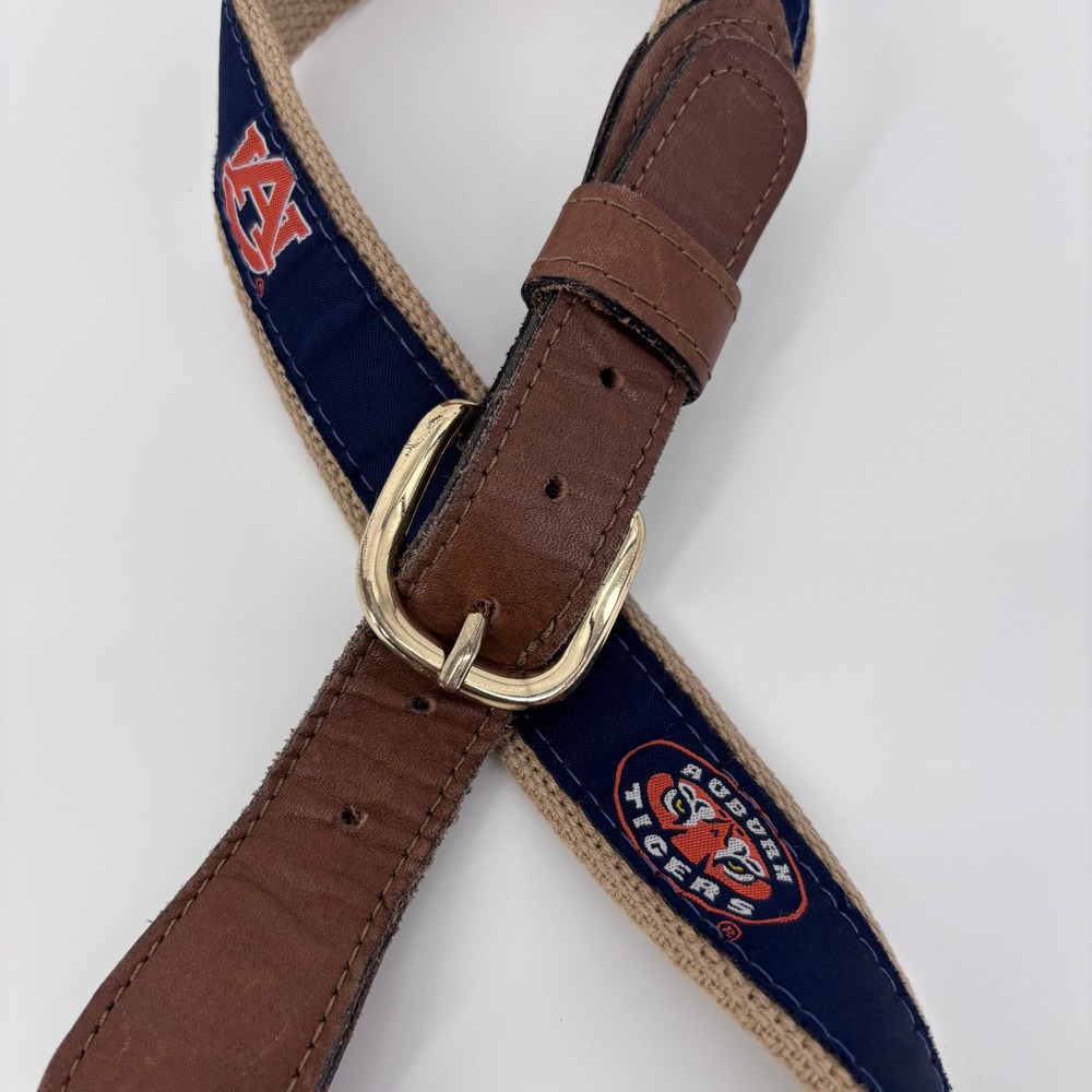 Zep-Pro Auburn Tigers Belt Mens 30 Blue Tan Leather Canvas NCAA Gameday USA Made